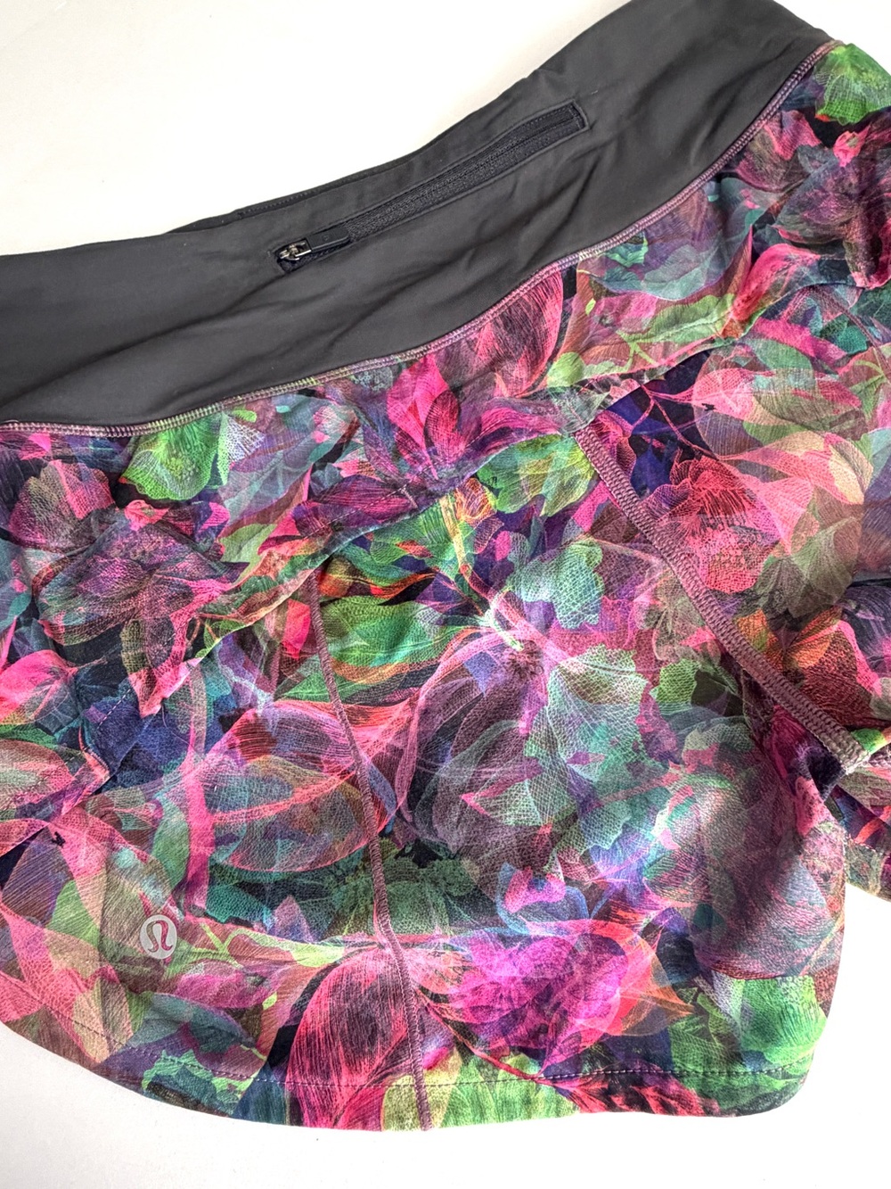 Lululemon Speed Up Lined Short 4" Vivid Floral Tone Multi Graphite Grey Size 4